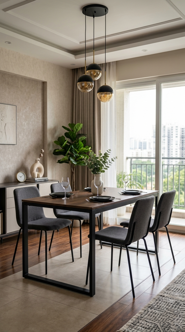 Modern Metal Frame Dining Table