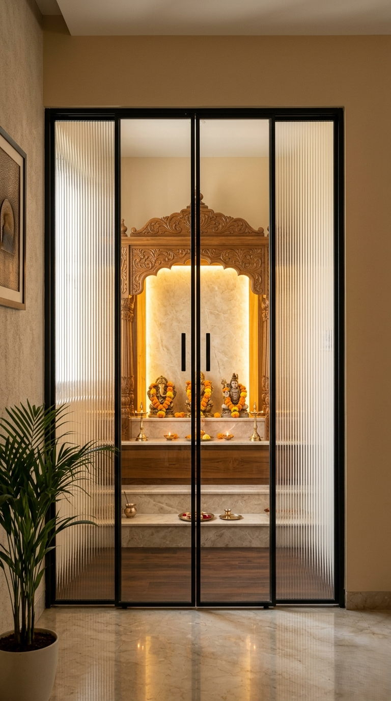 Textured  Reeded Glass Doors